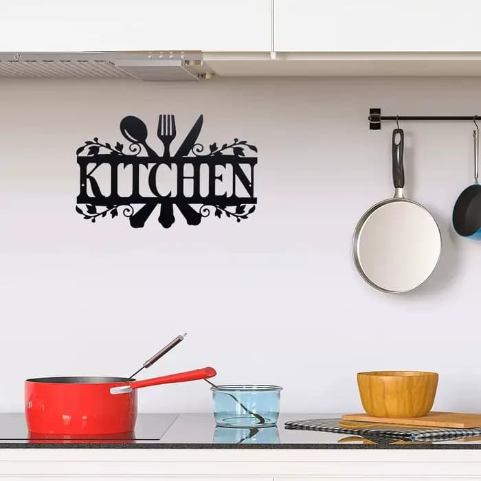 Panneaux artistiques en métal avec lettres noires pour cuisine, décoration murale, Plaque rustique découpée, porte de cuisine, salle à manger, décoration de maison