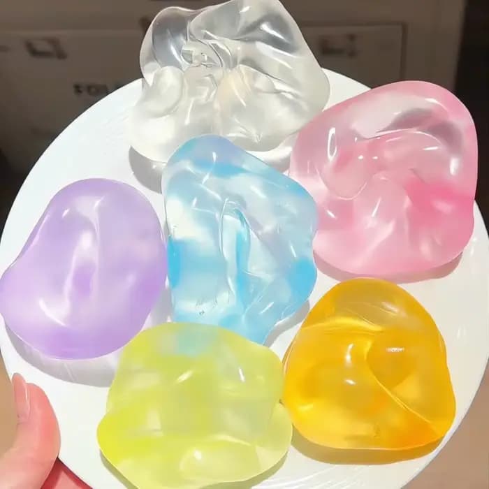Jouet anti-stress souple et malléable en forme de lune blanche transparente, rempli de vaseline, sans rebond, pour soulager l'anxiété, se détendre, cadeau de loisirs