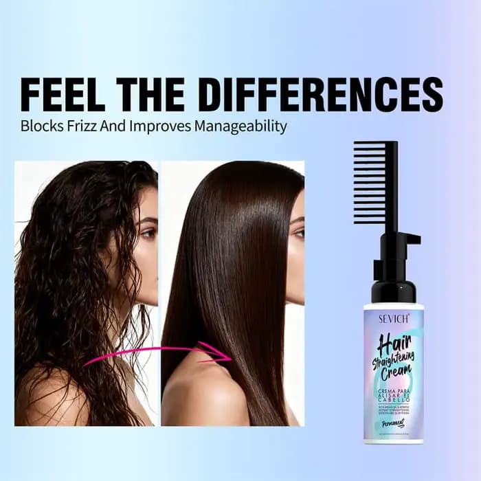Crème lissante pour cheveux à la kératine avec peigne 100ml Répare les cheveux abîmés et crépus, adoucit, lisse, donne brillance, lissage profond, hydratation intense