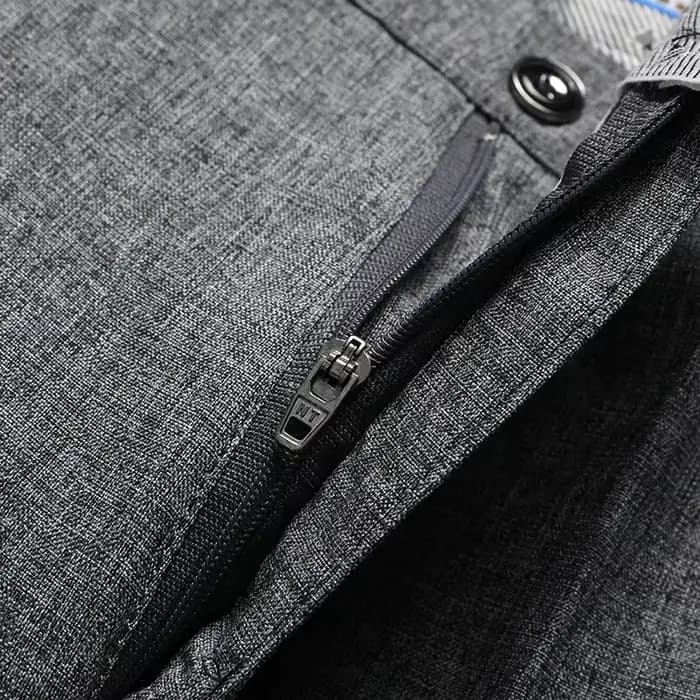 Pantalon de travail pour homme en lin naturel texturé, tissu tissé mat résistant à l'usure, idéal pour le quotidien, les entretiens et les banquets, coupe longue.