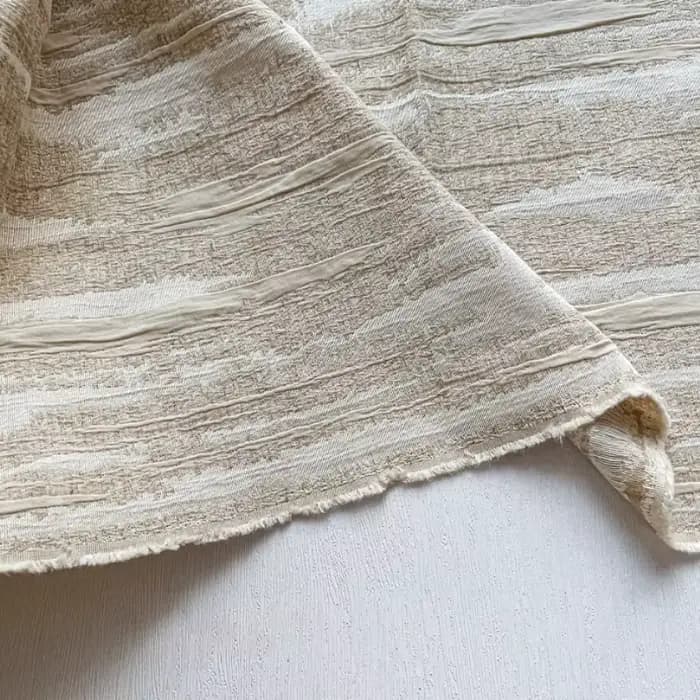 Rideaux en lin Jacquard blanc, tissu Double couche rayé en relief texturé en détresse, jupes de styliste faites à la main, matériaux artisanaux