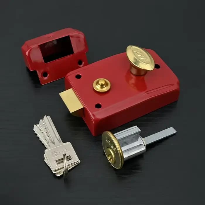 Serrures rouges rétro pour porte extérieure, sécurité antivol, serrure d'assurance multiple, serrure de porte en bois pour quincaillerie de meubles