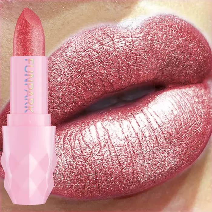 Rouge à lèvres à paillettes métalliques