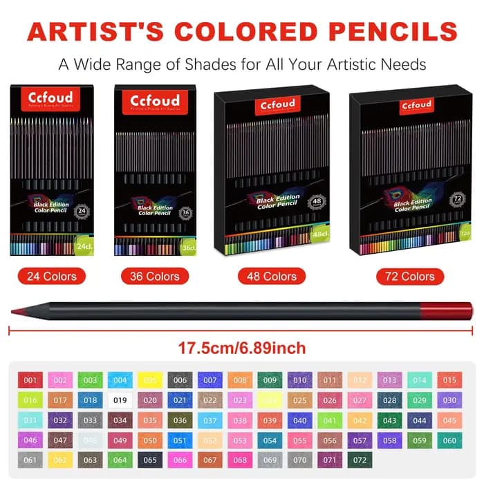 Crayons de couleur professionnels pour l'art, 24/36/48/72 couleurs, noyau souple, pigment intense, application lisse pour le dessin, l'esquisse, fournitures scolaires