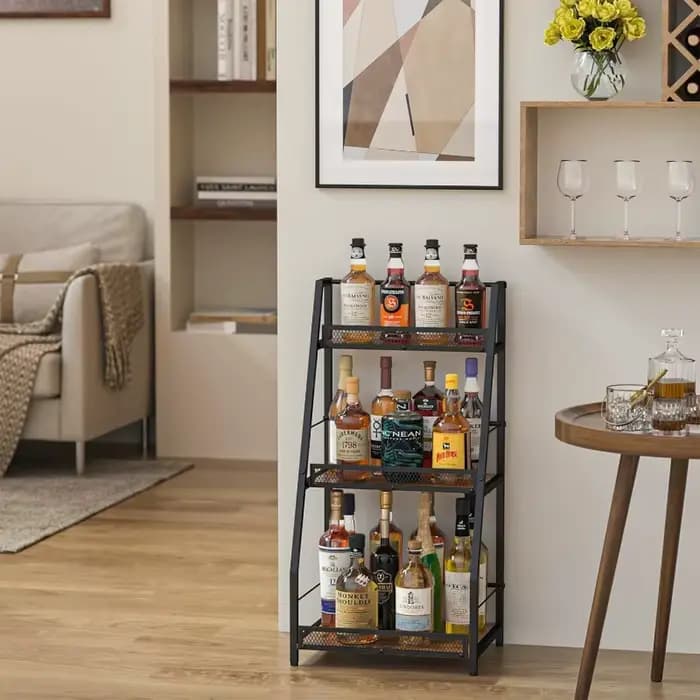 Casier à vin en bois, étagère de rangement multicouche sur pied, organisateur de condiments de cuisine trapèze simple face