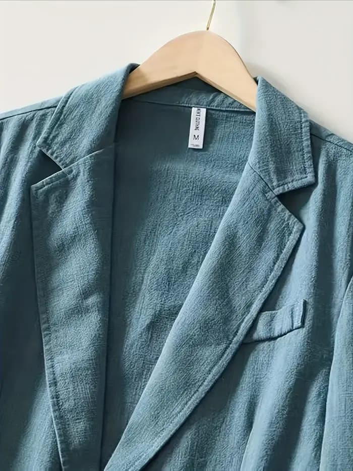 Blazer en coton et lin pour homme, style rétro, décontracté, polyvalent, léger, pour les voyages et les occasions professionnelles