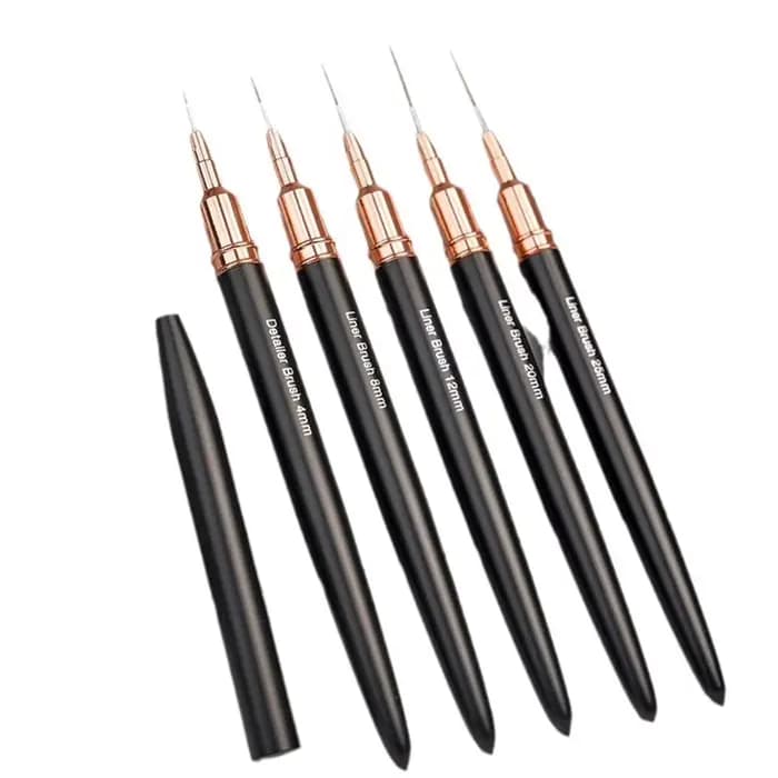 Ensemble de 5 pinceaux professionnels pour nail art, 7/9/11/15/20 mm, pour la création de motifs, la peinture, la manucure DIY, outil de salon pour ongles