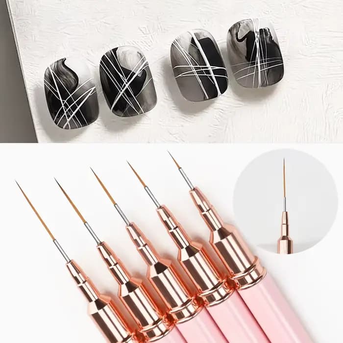 7/10/12/15/20m rose français Nail Art Liner peinture brosse 5 pièces/ensemble Ultra-mince lignes allongées ongles dessin stylo brosse bricolage manucure
