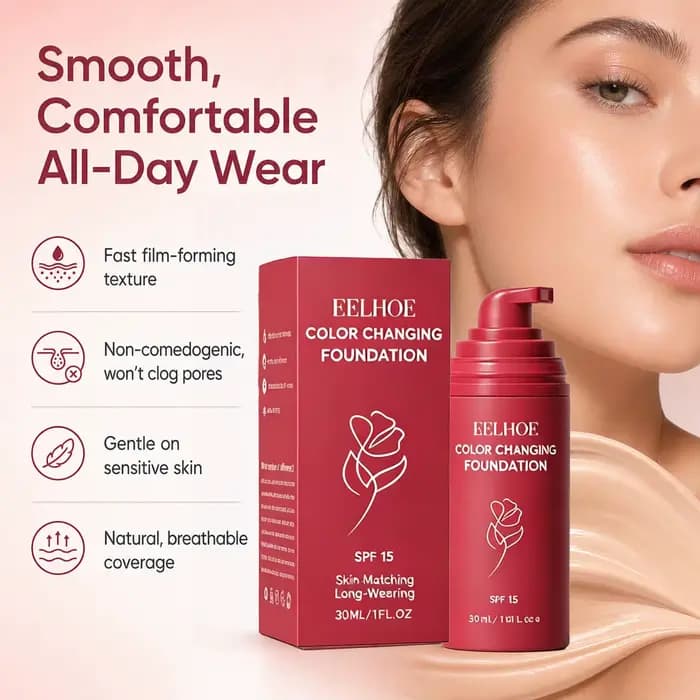 Fond de teint coréen changeant de couleur pour peaux matures SPF 15