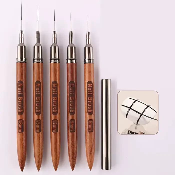 5 pièces/ensemble manche en bois Art Liner bricolage peinture pinceau dessin lignes rayure fleur peinture stylo Nail Liner brosse ensemble avec 5 taille