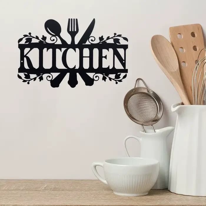 Panneaux artistiques en métal avec lettres noires pour cuisine, décoration murale, Plaque rustique découpée, porte de cuisine, salle à manger, décoration de maison