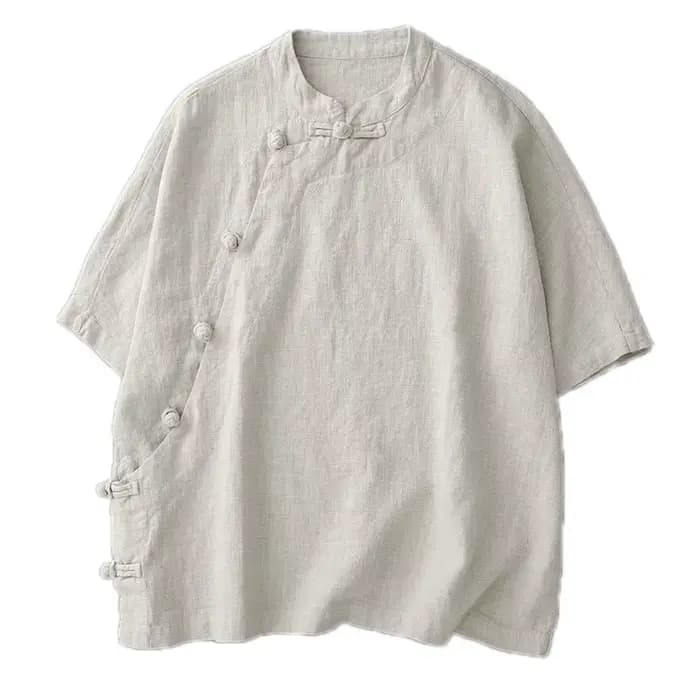 Vêtements bouddhistes en coton et lin pour femmes, chemise de méditation à manches courtes, vêtements de thé, nouveau haut chinois
