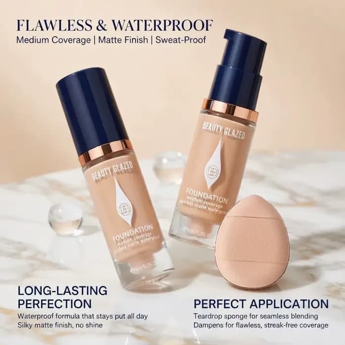 Ensemble de maquillage pour le visage : 2 fonds de teint mats + 1 éponge