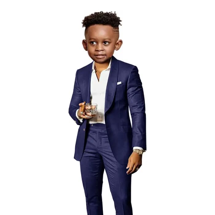 Costume marron pour garçons, 2 pièces, veste, pantalon, col châle, smoking de mariage, vêtements pour enfants, robes formelles de fête à la mode