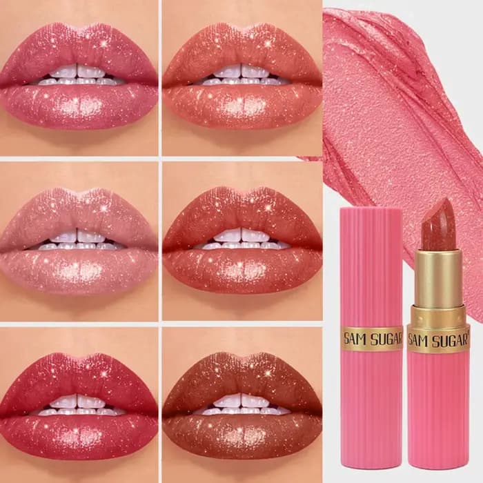 Rouge à lèvres luxueux à paillettes métalliques