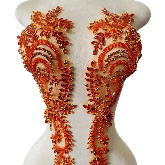 18 couleurs col en V profond une paire d'accessoires de robe de soirée perles Tulle vêtements décoration à la main strass matériel de buste de bal