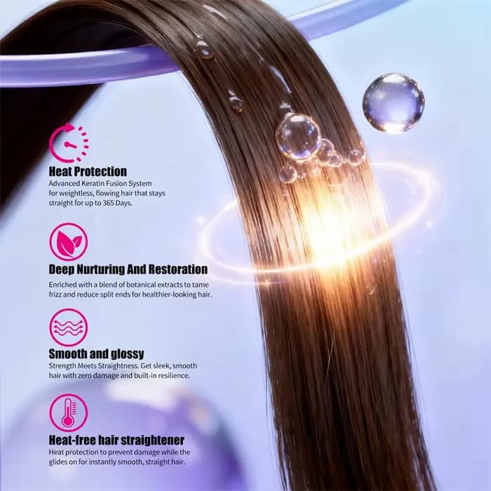 Crème lissante pour cheveux à la kératine avec peigne 100ml Répare les cheveux abîmés et crépus, adoucit, lisse, donne brillance, lissage profond, hydratation intense