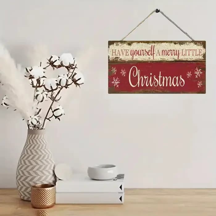 1 pièce, flocon de neige rouge vous avez un joyeux petit noël, décoration murale en bois, ornements art suspendus, signes, décoration de fête, jardin