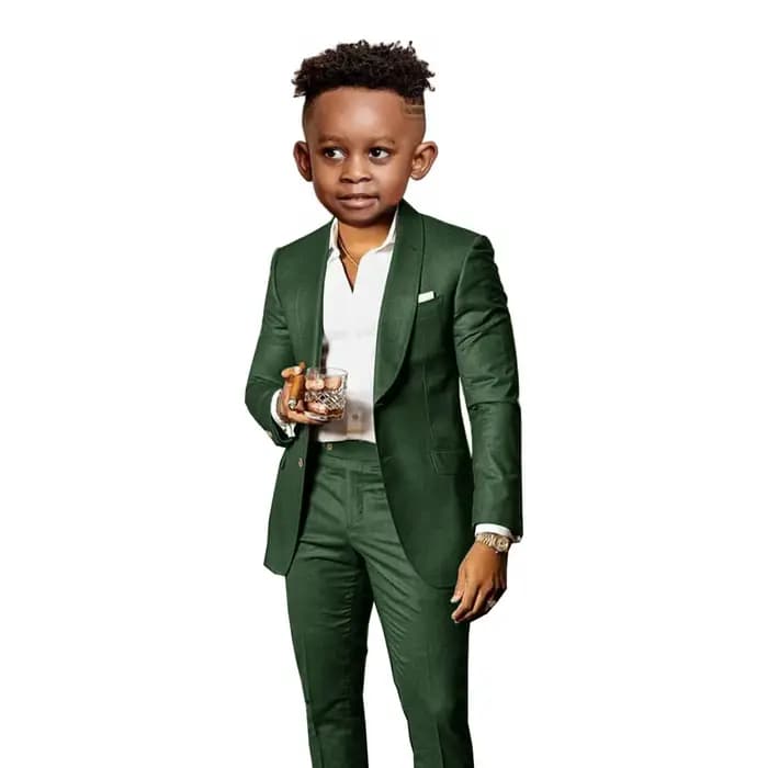 Costume marron pour garçons, 2 pièces, veste, pantalon, col châle, smoking de mariage, vêtements pour enfants, robes formelles de fête à la mode