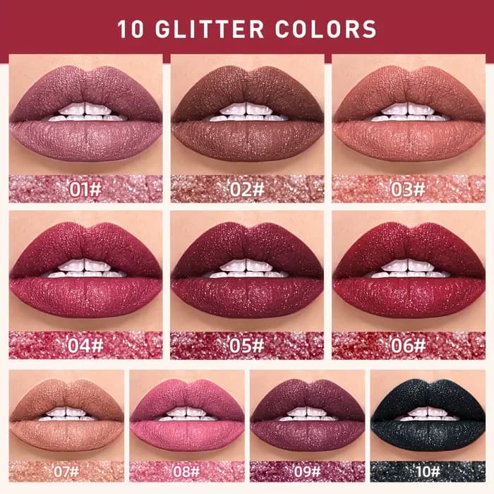 Rouge à lèvres liquide à paillettes violettes Beauty