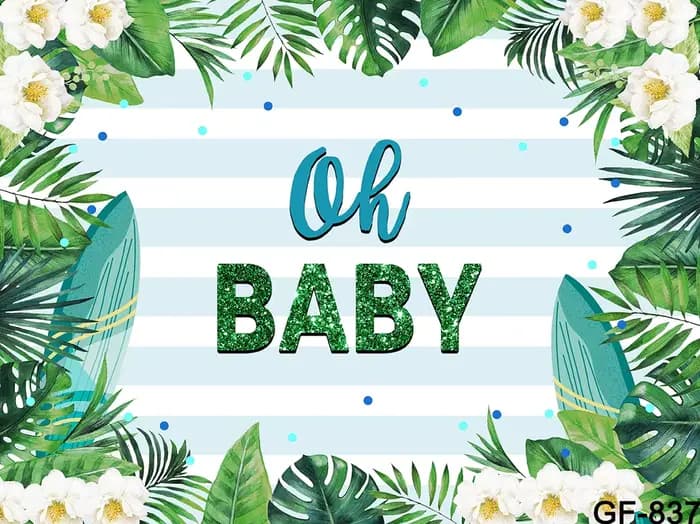 Toile de fond vert sauge pour fête prénatale, verdure neutre, Eucalyptus, or Oh, bannière pour bébé, pour garçon et fille, fête révélatrice du sexe