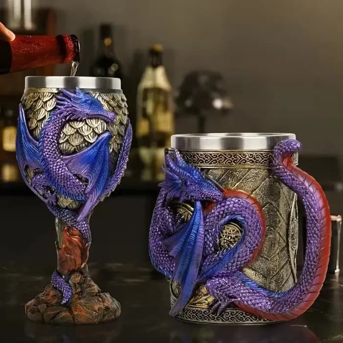 Tasse à bière Dragon 3D créative en résine 304, en acier inoxydable, gobelet à vin gothique, Viking, Tankard médiéval, décoration de Bar, cadeau pour hommes