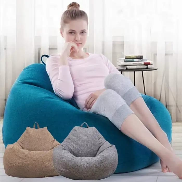 Grande housse de canapé paresseux en lin, siège inclinable, coussin de pouf, 100x120 Cm, sans remplissage, accessoire de meubles de maison confortable