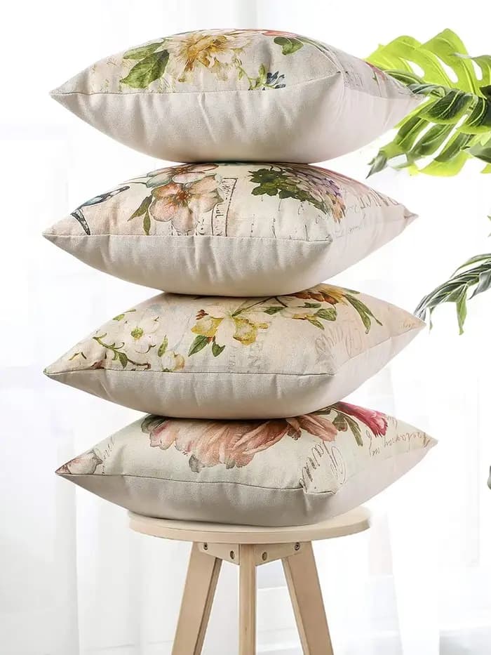 Housse de coussin en lin, taie d'oreiller à fleurs Vintage américaines, pour canapé, salon, chambre à coucher, décoration de maison, 40x40 45x45 50x50 60x60