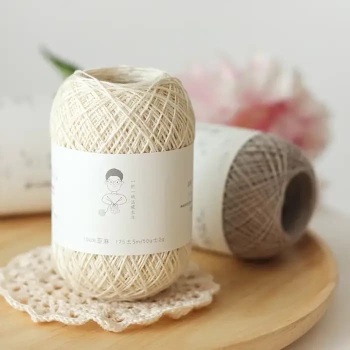 Fil de lin fin tissé à la main, châle et tapis, taie d'oreiller bricolage, matériau au beurre enveloppé avec du fil de lin fin, dentelle #5, boule de 50g