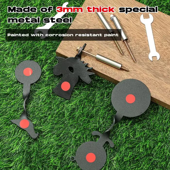 Animaux en métal Ours/Oiseau/Poulet 360 ° Cibles rotatives pour pistolet BB, pistolet à air comprimé, fronde, chasse et tir dans l'arrière-cour en plein air