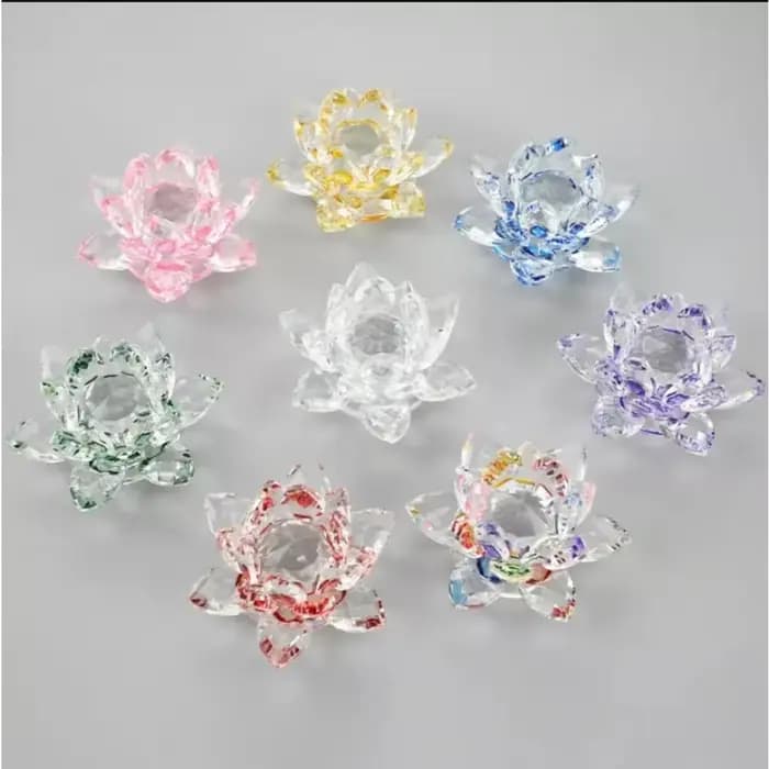Figurine de fleur de Lotus en cristal, 80mm, réflexion Feng Shui, décoration de maison, Collection artisanale en verre, ornements de Table, Souvenir