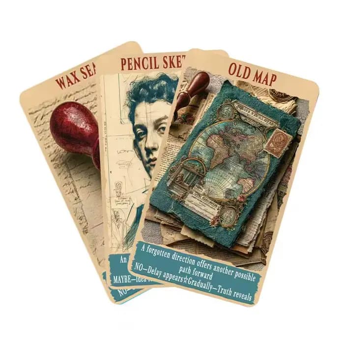 Cartes Oracle pour Journal de Déchets | Jeu de cartes Oracle artistique vintage pour le journalisation, la découverte de soi et l'inspiration quotidienne