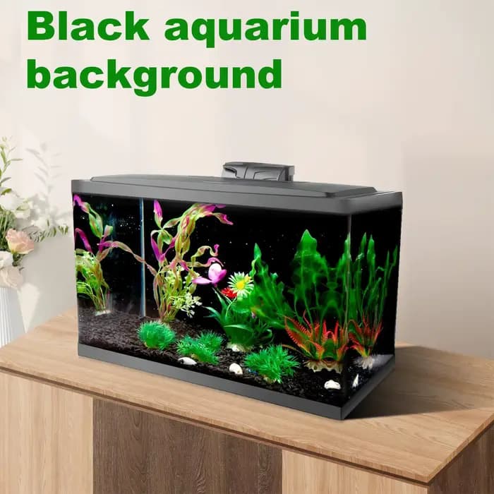 Fond d'aquarium statique adhésif noir, toile de fond pour aquarium, poster d'aquarium, papier peint décoratif pour aquarium