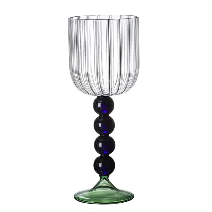 Verres à vin ondulés nordiques créatifs, gobelet vintage, boule d'ambre bleu, tige incurvée rose, verres à vin rouge, tasse, 360ml, 12oz, 1 pièce