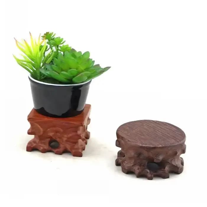 Socle de présentation en bois massif, base ronde ou carrée en bois naturel pour figurine, statue de Bouddha, vase, pierre, bonsaï, décoration intérieure
