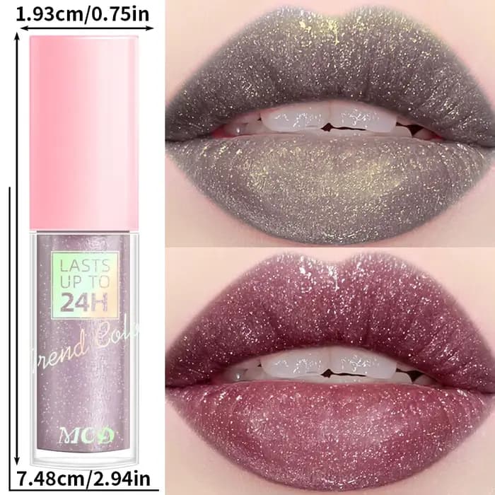 Rouge à lèvres liquide imperméable à paillettes 18 couleurs