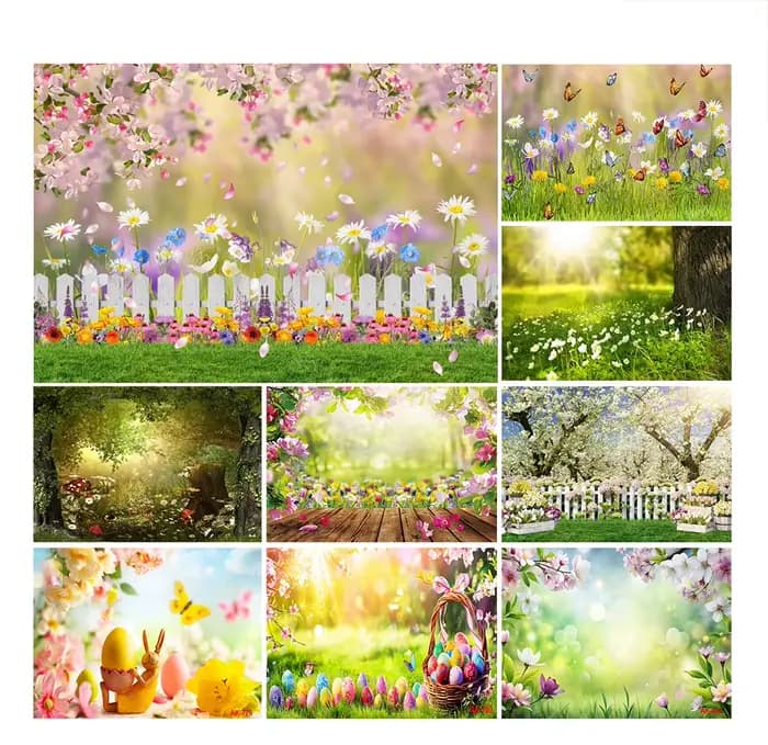 Toile de fond de photographie d'arbre de forêt de paysage naturel, décor de fête, anniversaire d'enfants, mariage, baby shower, printemps