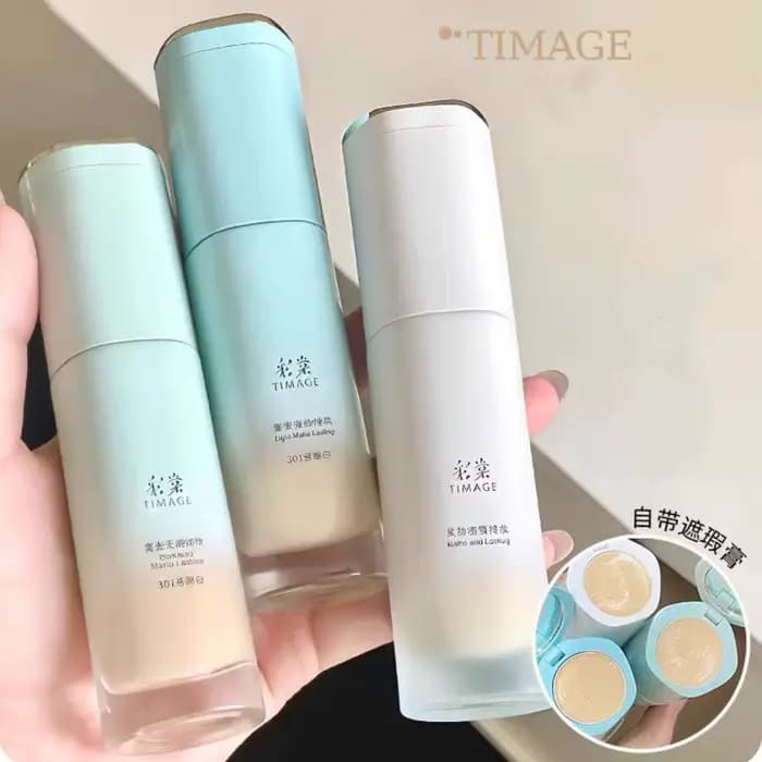 TIMAGE fond de teint 30ml avec correcteur 1g Tube rond impeccable léger mat couverture longue durée