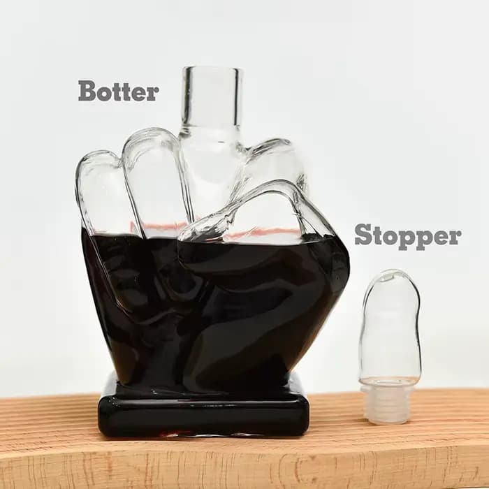 Carafe en verre 1000 ml en forme de doigt d'honneur pour vin rouge, whisky, vodka, décoration créative pour bar, maison, cuisine, cave à vin