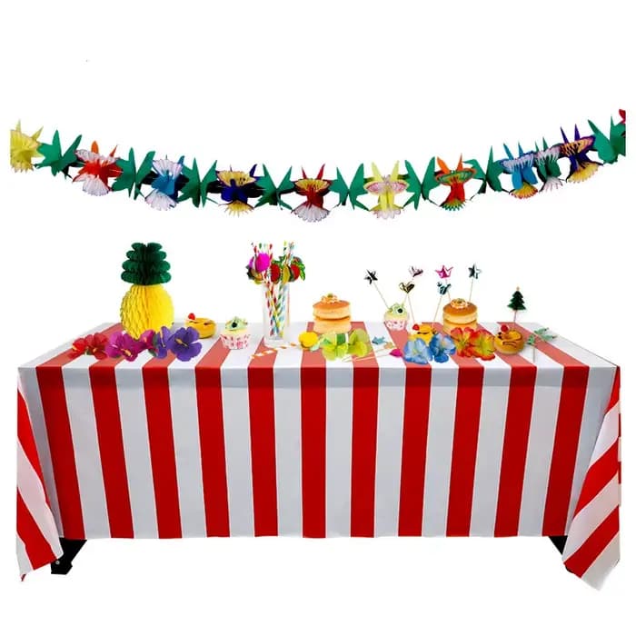 Nappe jetable à rayures rouges et blanches 137x274cm, nappe de fête d'anniversaire, de mariage, de Noël, nappe rectangulaire, chiffon anti-poussière pour bureau, décoration