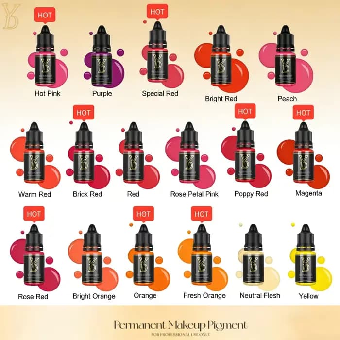YDPMU 15 couleurs liquide lèvres Pigment encre de tatouage professionnel maquillage Permanent Micropigmentation beauté