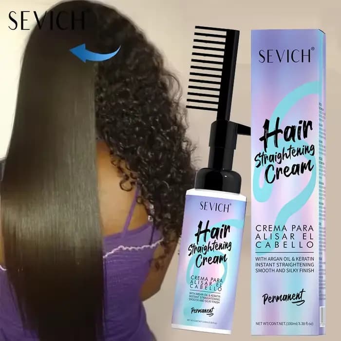 Crème lissante pour cheveux à la kératine avec peigne 100ml Répare les cheveux abîmés et crépus, adoucit, lisse, donne brillance, lissage profond, hydratation intense