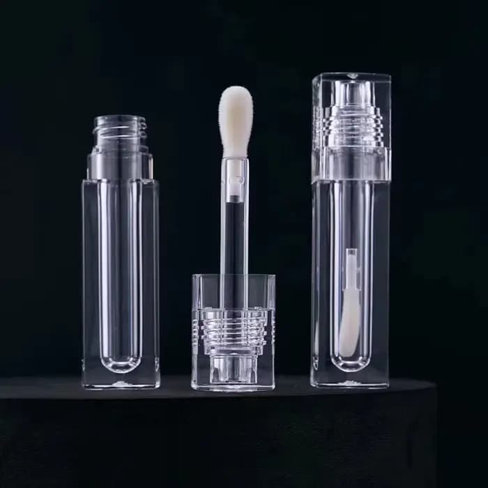 Tube de brillant à lèvres portable de 4 ml – Récipient vide transparent avec grande brosse et tige applicatrice épaisse
