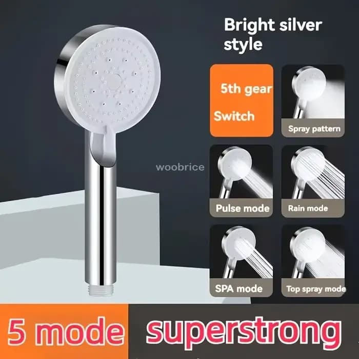 Robinet d'évier de salle de bains, pomme de douche haute pression, 5 Modes réglables avec tuyau d'économie d'eau, arrêt à une touche, accessoires de salle de bains