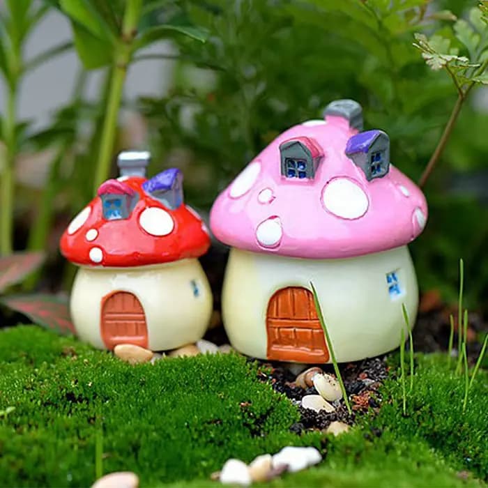 Mini maison de champignons Miniature en résine, Micro paysage, Terrarium féerique, accessoires de jardin, décorations artisanales colorées, 4 tailles