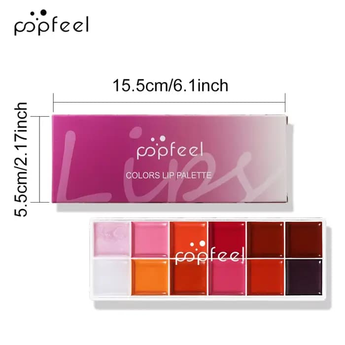 Palette de rouge à lèvres POPFEEL 12 couleurs