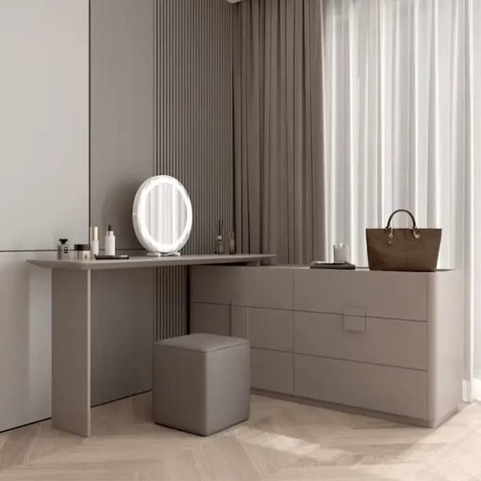 Table de maquillage de luxe légère pour chambre à coucher, moderne, Simple, intégrée, seau de rangement de chevet, armoire Premium S