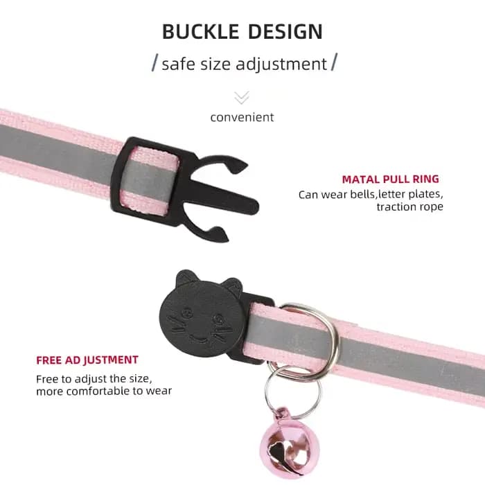 ROJECO Collier réglable avec clochette pour animal de compagnie, accessoire coloré de sécurité nocturne pour chat et chaton