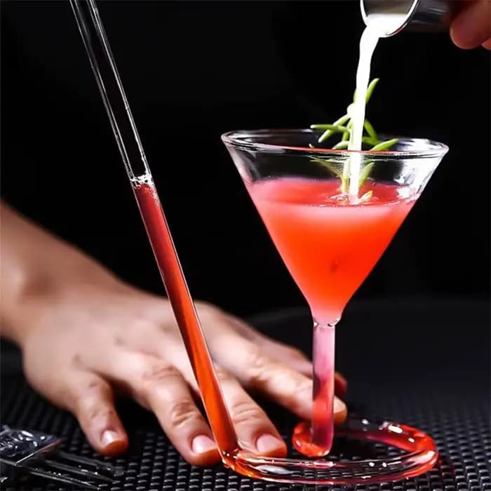 Verre à Cocktail en Spirale Révolupté, Martini Créatif à Longue Queue, Paille à Vin pour Bar, Fourniture de ix