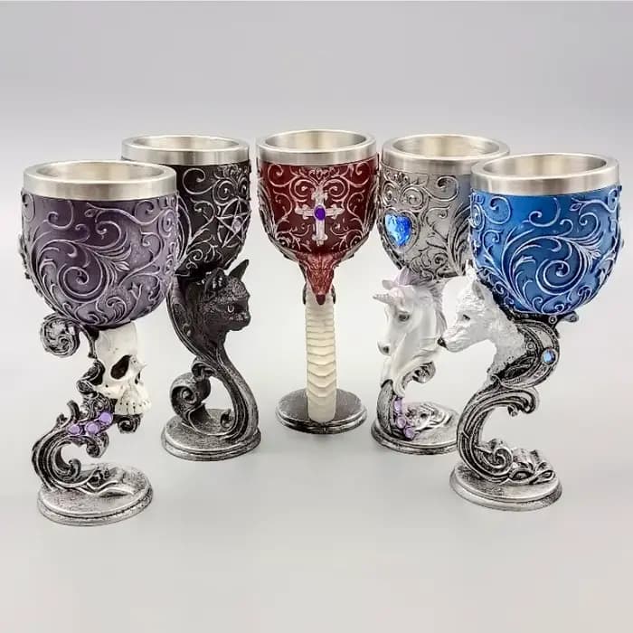200ml chats noirs gobelets amour Couple coeur calice Dragon médiéval gobelet acier inoxydable tasse à vin saint Graal rétro Animal cheval